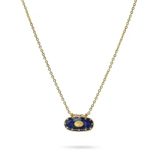 Women's Vellana Steel-Gold Plated Eye And Semi-Precious Lapis Stone Necklace BCO645C Anartxy