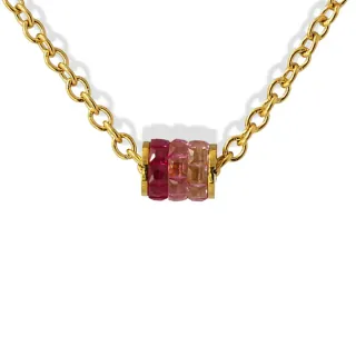 Women's Necklace Zosma Steel-Gold Plated With Pink Zircon BCO699A1 Anartxy