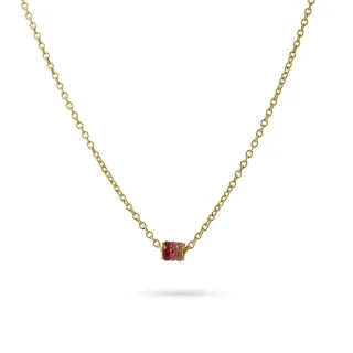 Women's Necklace Zosma Steel-Gold Plated With Pink Zircon BCO699A1 Anartxy