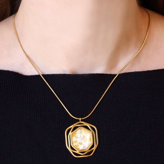 Women's Necklace Aster BCO835BL Anartxy Surgical Steel 316L-Gold Plated White Opaque Crystal