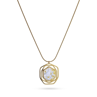 Women's Necklace Aster BCO835BL Anartxy Surgical Steel 316L-Gold Plated White Opaque Crystal
