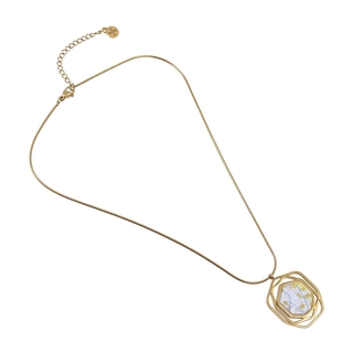 Women's Necklace Aster BCO835BL Anartxy Surgical Steel 316L-Gold Plated White Opaque Crystal