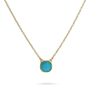 Women's Necklace Angusta BCO861A1 Anartxy Surgical Steel 316L-Gold Plated Aqua Crystal