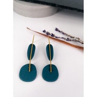 Women's Handmade Long Earrings "Nisyros" C07 Art7702 Olive Green Porcelain And Silver 925-Gold Plating IP