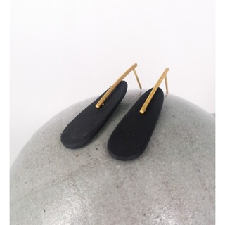 Women's Handmade Long Earrings "Anafi" C08 Art7702 Black Porcelain And Silver 925- IP Gold Plating