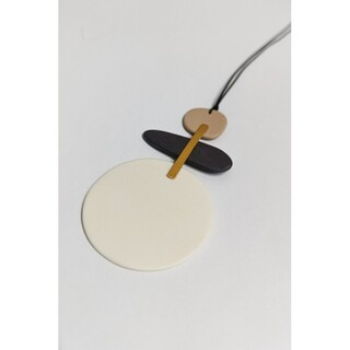 Women's Handmade Long  Necklace With Cord "Delos" C19 Art7702 Porcelain And Silver 925-Gold Plating IP