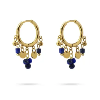 Women's Hoop Earrings Mediterranean Steel-Gold Plated With Semi-Precious Stones CPE395 Anartxy