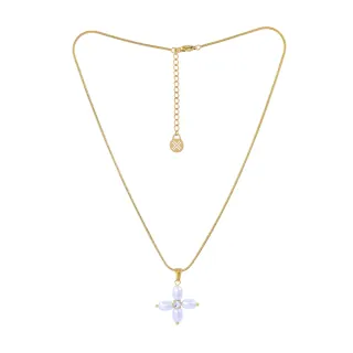 Women's Necklace Essentials Shai DCO080A1 Surgical Steel 316L Gold Plated IP-White Pearl-White Zircon Anartxy