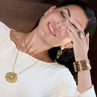 Women's Long Earrings Senses Hover DPE255D Surgical Steel 316L Gold Plated IP-White Pearl Anartxy