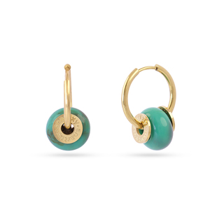 Women's Boho Hoop Earrings DPE337 Surgical Steel 316L Gold Plated IP-Semiprecious Stone Anartxy
