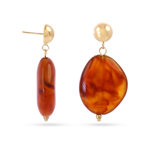 Women's Long Boho Earrings DPE338 Surgical Steel 316L Gold Plated IP-Semiprecious Stone Anartxy