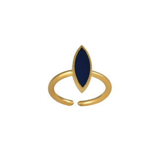 Women's Small Eye Ring DS1010-Blue Silver 925-Gold Plated-Blue Enamel