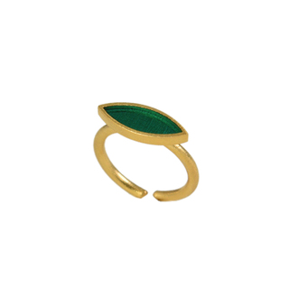 Women's Small Eye Ring DS1010-Green Silver 925-Gold Plated-Green Enamel
