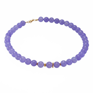 Necklace KRAMA JEWELS Lilac Jade 10mm-Silver 925 Gold Plated KK0372