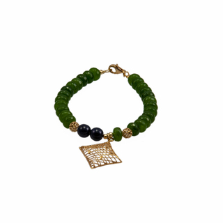 Βραχιόλι Λάπις-Πράσινο Jade Ασήμι 925-Επιχρύσωση  KRAMA JEWELS KV0309