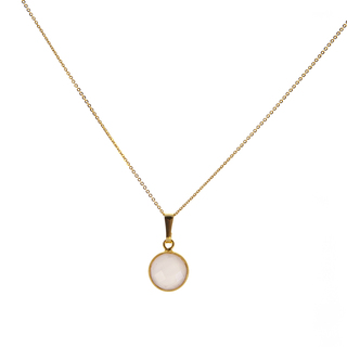 Women's Necklace  KRAMA JEWELS Silver 925-Gold Plated Round Briole Pink Quartz KK00416