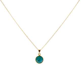 Women's Necklace  KRAMA JEWELS Silver 925-Gold Plated Round Briole Turquoise KK00415