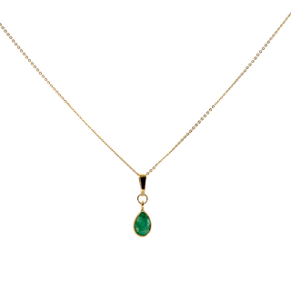 Women's Necklace Small Tear KRAMA JEWELS Silver 925-Gold Plated Briole Emerald KK00412