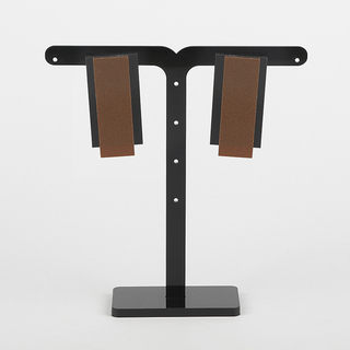 Women's Handmade Earrings Frame–Plexi Glass IOANNA M EFRLGRBR Brown Of  Granite-Black