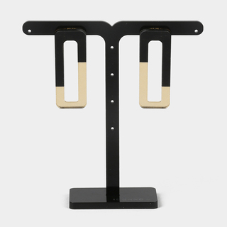 Women's Handmade Earrings Clip-on–Plexi Glass IOANNA M EII01M1 Champagne-Black