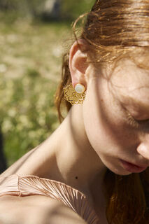 Women's Handmade EarJacket  Earrings CLEMATIS Desperate Design Bronze-Mother Of Pearl