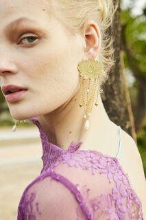 Women's Handmade Earrings COSMOS Desperate Design Bronze-Mother Of Pearl