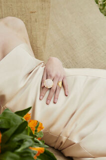 Women's Handmade Ring SCABIOSA Desperate Design Bronze-Pink Agate