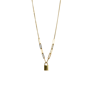 Women's Lock Necklace Gold 9K G5N147-3 Prince