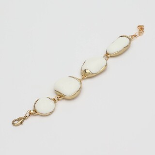 Women's Handmade Bracelet Stoneveil | GB1826 Kalliope Brass-Ivory Cast Resin