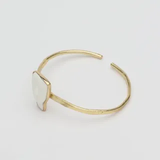 Women's Handmade Visage Cuff Bracelet | GB1841 Kalliope Brass-Ivory Resin