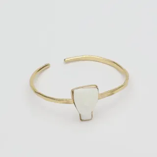 Women's Handmade Visage Cuff Bracelet | GB1841 Kalliope Brass-Ivory Resin