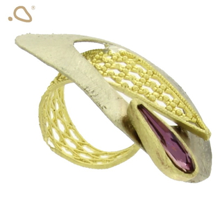 Handmade Ring, made of Bronze, with Purple Swarovski