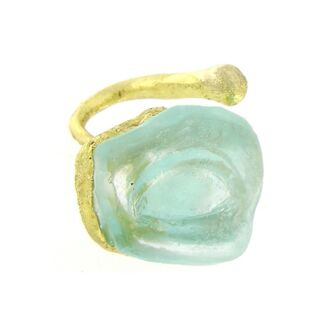 Women's Handmade Ring Single Eye Ring GD1491 Kalliope Brass-Resin