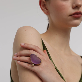 Γυναικείο Χειροποίητο Δαχτυλίδι Elemental Pebble Ring | GD1823 Kalliope Ορείχαλκος- Λιλά Χυτευμένη Ρητίνη
