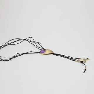 Women's Handmade Long Necklace Driftstone | GK1835L Kalliope Brass-With Cords And Lilac Cast Resin