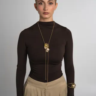 Women's Handmade Opal Long Earrings | GS1887 Kalliope Brass-Pearl Baroque