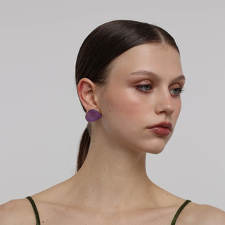 Women's Handmade Stud Earrings Stoneveil | GS1826 Kalliope Brass-Lilac Cast Resin