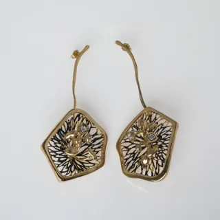 Γυναικεία Χειροποίητα Μακριά Σκουλαρίκια Gloom | GS1889 Kalliope Ορείχαλκος-Μαύρη Οξείδωση-Λευκά Κρύσταλλα