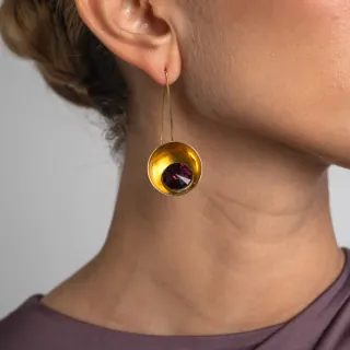 Women's Handmade Earrings Blitz | GS1898 Kalliope Brass-Purple Crystal