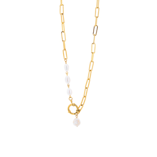 Women's Necklace HT-WKD017G Visetti Steel 316L- Gold IP-Baroque pearls
