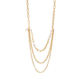 Women's Necklace HT-WKD040G  Visetti Steel 316L- Gold IP-Baroque Pearls