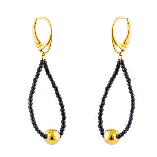 Woman's Earrings Oxette Hematites-Drop Gold Plating