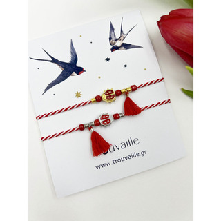 Women's Handmade Set Bracelets For March Ladybug-Red Enamel Brass KV01334 