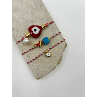 Women's Handmade Bracelet For March Heart and Turquoise  Brass-Gold IP KV01331