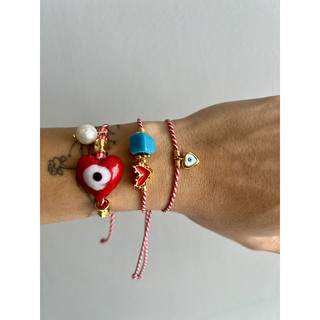 Women's Handmade Bracelet For March Heart and Turquoise  Brass-Gold IP KV01331