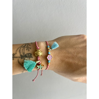 Women's Handmade  Bracelet For March Ladybug And Anemone  Gold Plated Brass KV01333