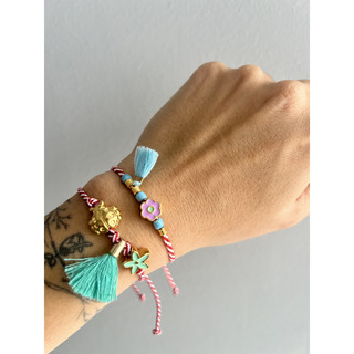 Women's Handmade  Bracelet For March Ladybug And Anemone  Gold Plated Brass KV01333