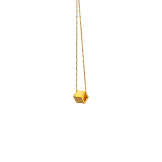 Women's Short Handmade Necklace  Cube KE87N THE PENGUIN Brass