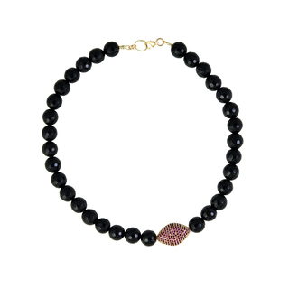 Women's Necklace KRAMA JEWELS Black Onyx-Silver 925-Gold Plating KK00718