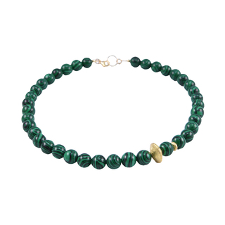 Women's Necklace KRAMA JEWELS KK01426 Green Malachite 12mm-Silver 925-Gold Plating 